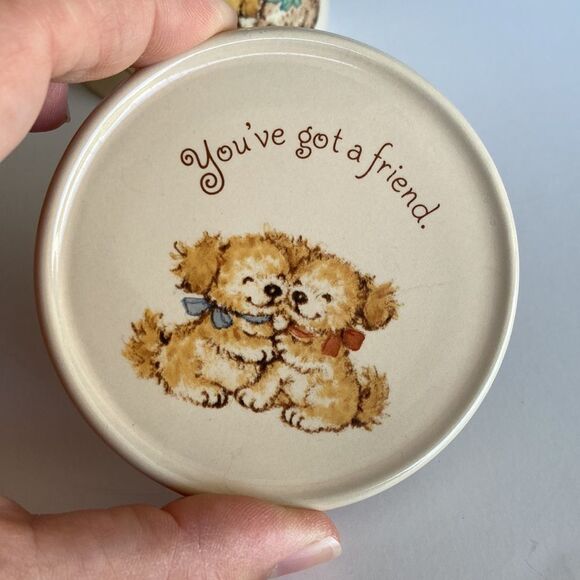 Vintage Hallmark Mug Mates You've Got a Friend Cottagecore Cute Puppy Mug w/ Lid - Picture 6 of 11